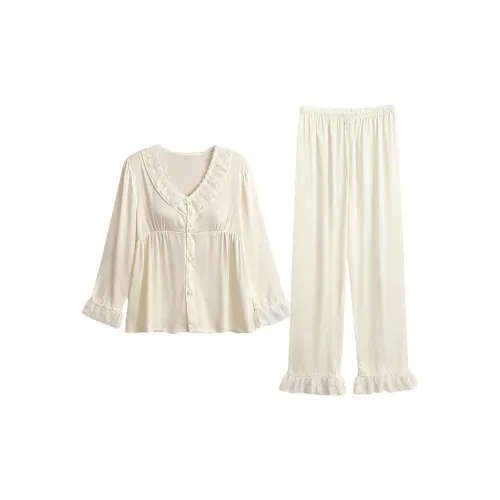 Daiyindie Осенне-зимняя пижама для женщин ледяной шелк с длинными рукавами домашняя одежда