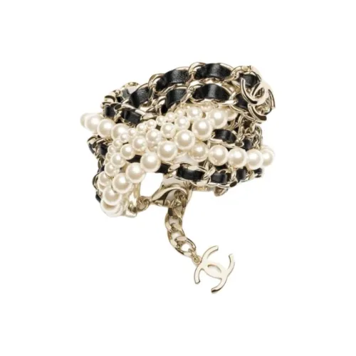 CHANEL Металл Браслеты Женские Золото Черный Жемчужный Белый