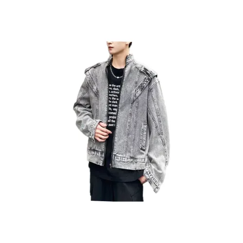 ZHIO Серый American Luxury Streetwear Унисекс Джинсовые куртки