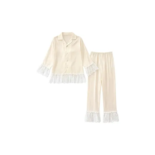 Daiyindie Осенние и зимние пижамы для женщин ледяной шелк с длинными рукавами милый стиль домашняя одежда