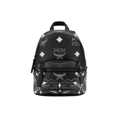 MCM Canvas Leather Backpack Women's Black MCM Холст Кожа Рюкзак Женский Черный
