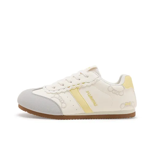 HUANQIU Покрытие Баланс Низкий Топ Немецкие армейские кроссовки Женские Бежево-желтый