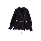 Чёрное пальто + ремень