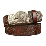 Кофейный Rounded Eagle Head с серебряной пряжкой