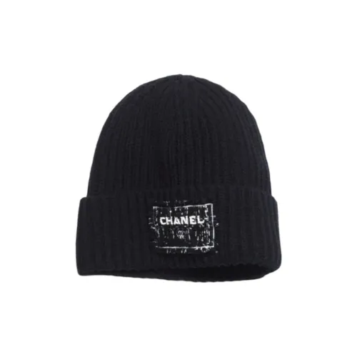 CHANEL Кашемир Шапки-бини Унисекс Морской Синий Черный Белый