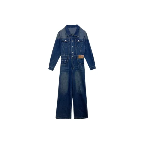 GORGEOUSIDEA Синий деним комбинезон женский комбинезон