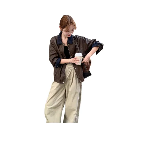 JOEM Кофе Женские Кожаные Куртки