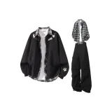 Чёрная + Чёрная Рубашка + Чёрные Карго Брюки