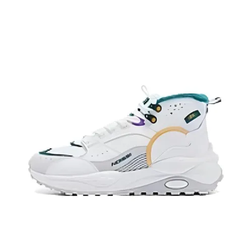 QIAODAN Mars Shoes Противоскользящие Устойчивые к Износу Водонепроницаемые Высокие Повседневные Мужские Кроссовки Белые Зеленые