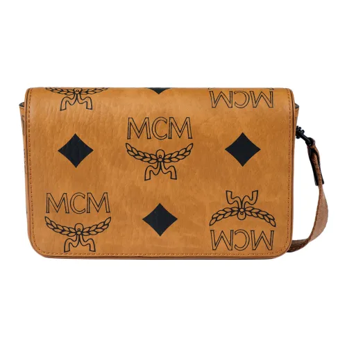 MCM Aren Visetos Холст Сумка через плечо Клатч Мини Унисекс Коньячный Коричневый
