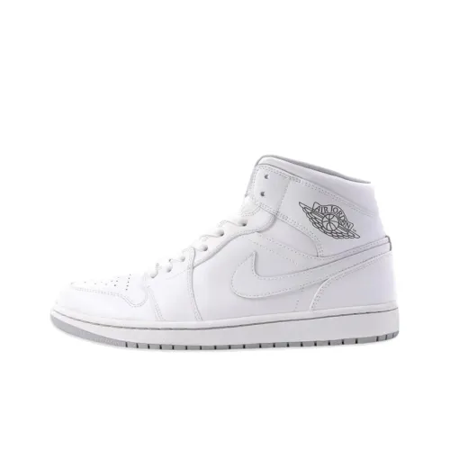 Jordan Air Jordan 1 MID Амортизаторы Slip-resistant MID Топ Винтажные баскетбольные кроссовки Мужские Серый с Черным узором