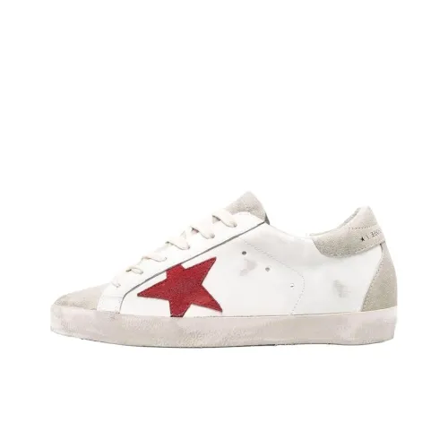 Golden Goose Супер Звезда Низкий Топ Стильные Скейтбординги Женские Белые Красные Потертые