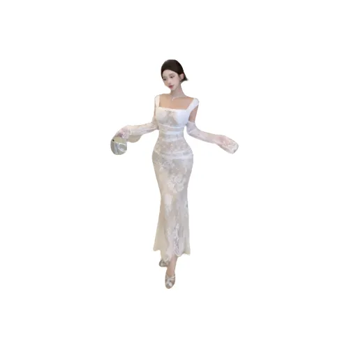 BONAS Длинное платье с длинными рукавами женское