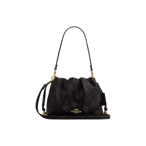 COACH Faye Гладкая кожа Сумка через плечо Сумка на плечо Маленькая Женская Черная