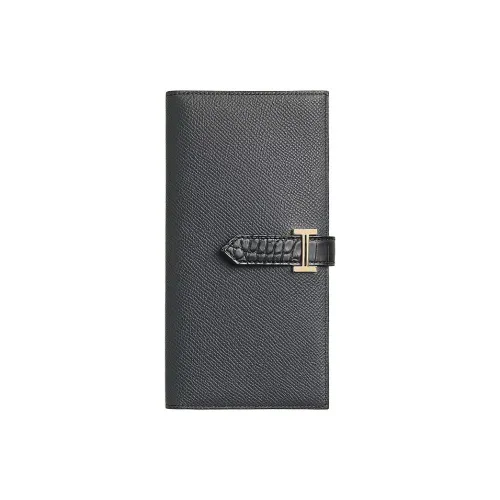 HERMES Bearn Epsom Телячья кожа Кошелек Мужской Черный