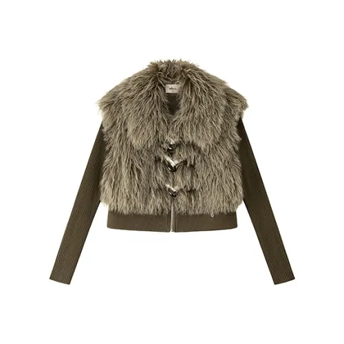 CHUU Горчичный зеленый Женские меховые изделия