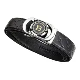 Серебряная застежка + [B узор] черный ремешок