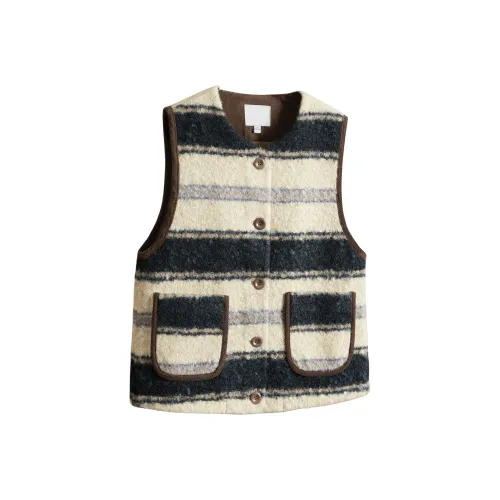 TOUCH Жилет Женские Темно-зеленый с Бежевыми Полосами