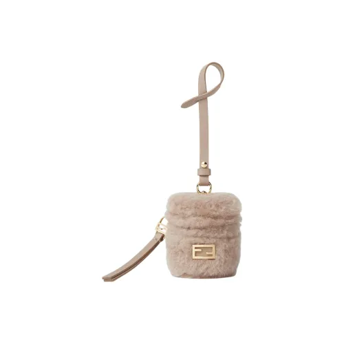 FENDI Baguette Shearling Coin Wallet Regular Women's Beige