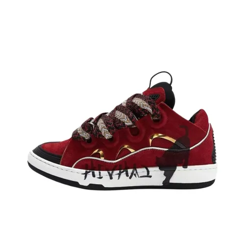 Lanvin Curb Low Топ Стильные Скейтбординги Женские Красный