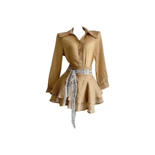 POPO.INFO Коричневый женский комплект с юбкой