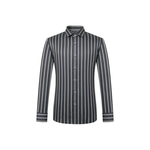 Camicissima Синие полосы рубашка с скрытым воротником мужская