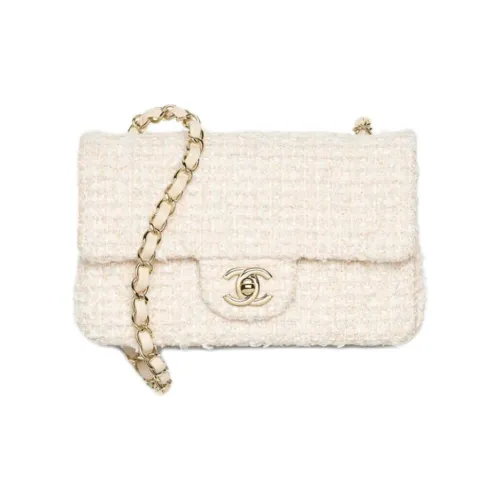 CHANEL Твидовая сумка мини женская бежевая и белая