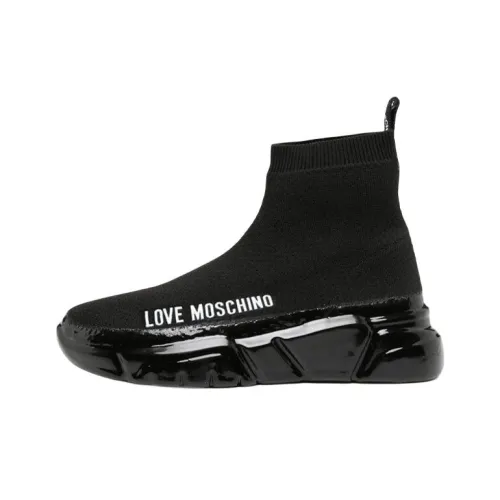 LOVE MOSCHINO Устойчивый к истиранию высокий топ Спортивная повседневная обувь Женская Черная