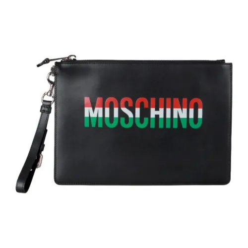 MOSCHINO Клатч из коровьей кожи унисекс черный
