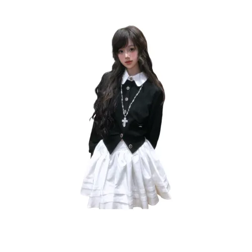 Mu Xiao Xin Черное пальто 56718 с подарками MU Xiaoxin бренд наклеенный женские трикотаж