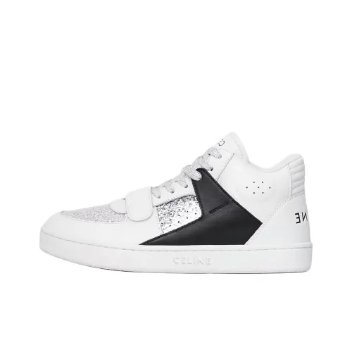 CELINE CT 02 MID Топ Стильные Скейтбординги Женские Белые Серебристые Черные