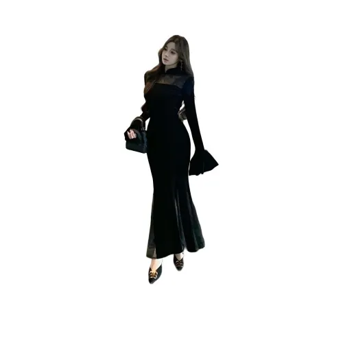 BONAS Длинное платье с длинными рукавами женское