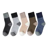 [5 Пачка Утолщенные 10% Шерстяные Носки] Черный, Светло-Серый, Хаки, Армейский Зеленый, Циан