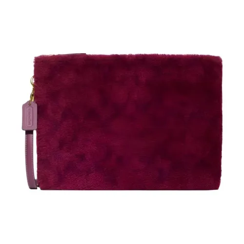 COACH Pouch Овчина с дубленой кожей сумка для курьера клатч большой мужской пурпурно-розовый