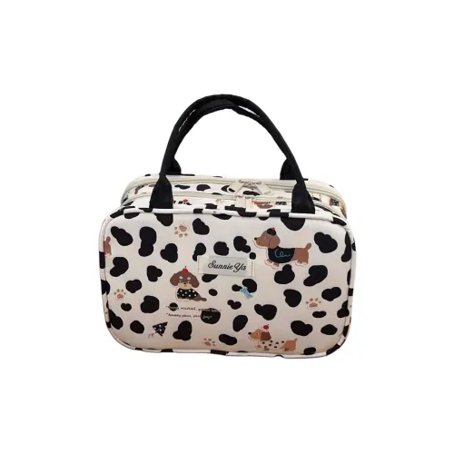 Несколько больше милашка Cartoon Cute Цветочный Щенок Косметичка для женских с большой вместимостью и отделениями Дорожные косметички