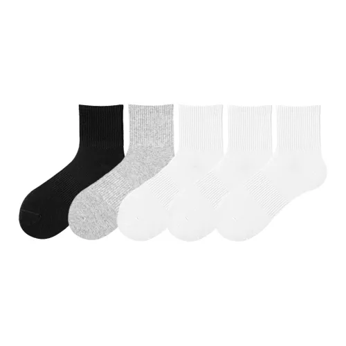 MADALLO [5 упаковок] 3 белых 1 серый 1 черный унисекс носки MID до икры