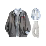 Темно-серые штаны + светло-серые штаны + светло-синяя рубашка