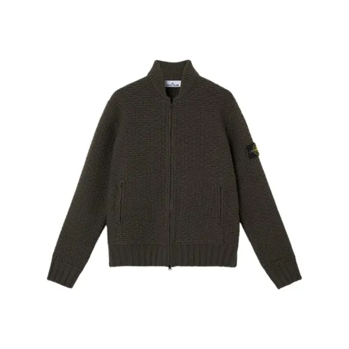 STONE ISLAND Чистая шерсть Bomber Стиль JUMPER с застежками-молниями Свитер Мужской