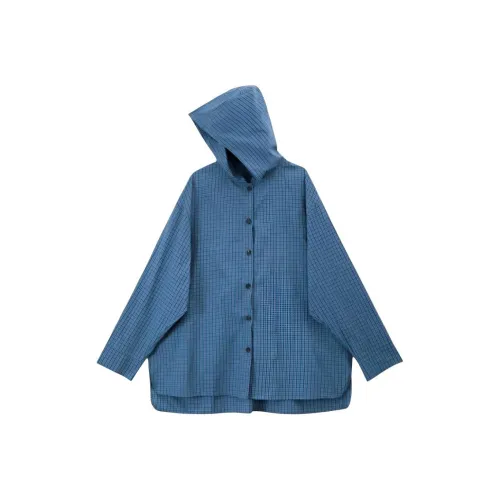 Wick buen Синие Клетчатые Женские Рубашки