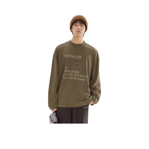 UIIJII Горчичный зеленый Мужская T-рубашка