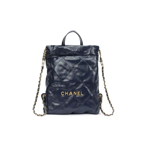 CHANEL 22Bag Коровья кожа Рюкзак Маленький Женский Темно-синий