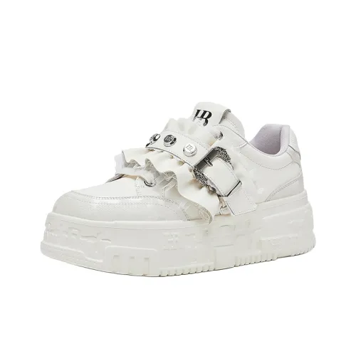 HR Скейтборд Кроссовки Низкие Бежевые Серебряные Женские