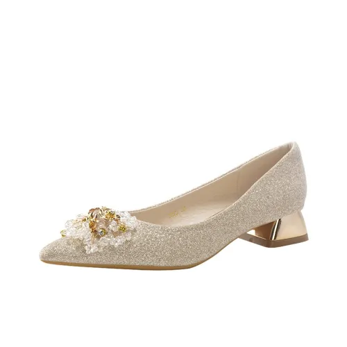 MABEL CO Грубый каблук высокие каблуки 3 см женские шампанское