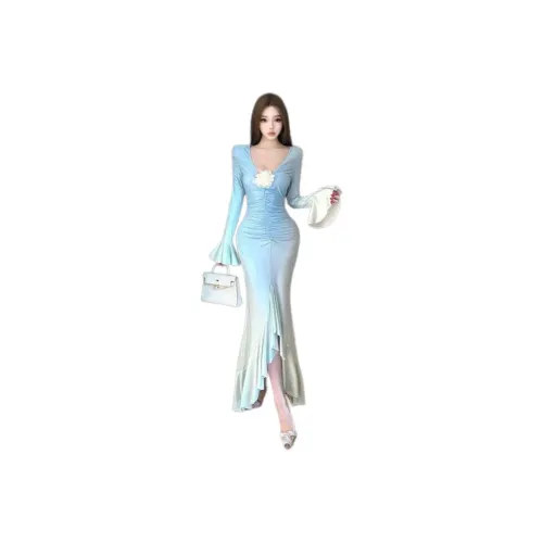 BONAS Длинное платье с длинными рукавами женское