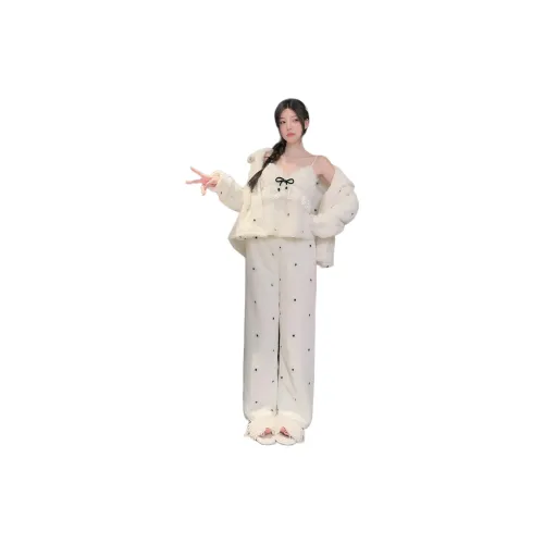 MIIOW Молоко Белый Полка Точки Женские Пижамные Комплекты