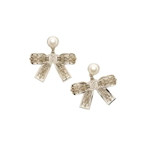 CHANEL Серьги из металла Женские Золото Жемчужно-белый Кристалл