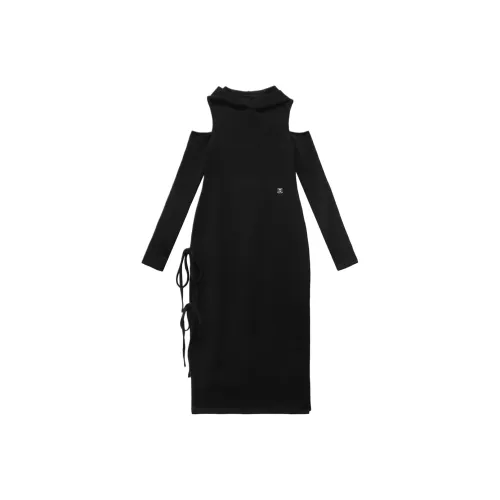 TREEMINGBIRD С капюшоном Холодное Плечо Ван-Пис Длинный рукав Платье Женское