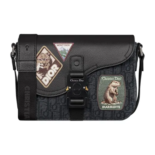 DIOR Saddle Телячья кожа Плечевая сумка Маленькая Мужская Черная