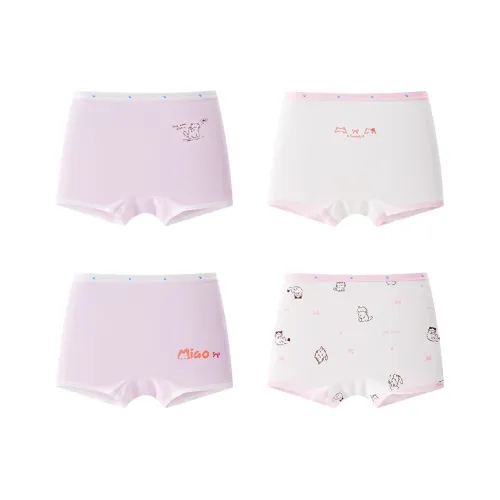 MIIOW 4 пачки Белый + Экрю + Фиолетовый + Светло-фиолетовый Kids трусы