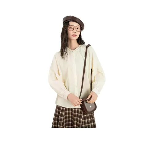 PIANDUAN Экрю Женские Рубашки